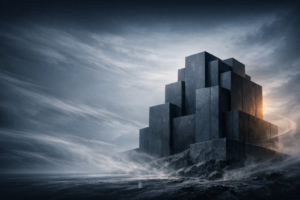 Dark monolithic structure representing business invincibility and the discipline of building unshakeable operational foundations