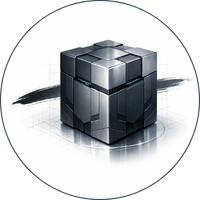 Business Invincibility service icon showing a solid metallic cube