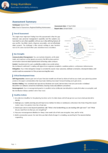 Assessment Summary cover page for Darren Price, Mid Manager tier, showing radar chart and key findings